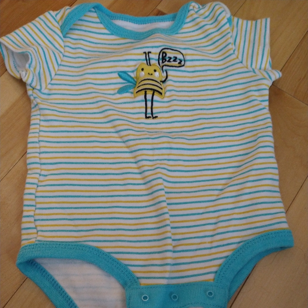 4/20$ 3m Rococo blue yellow stripes bee onesie
